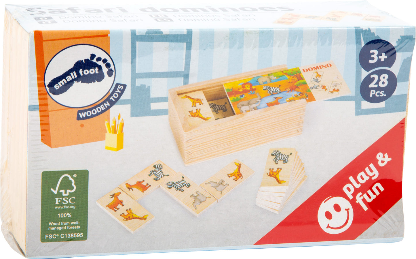 Joc Domino din lemnm, Small Foot, Safari, 28 piese , 3 ani+