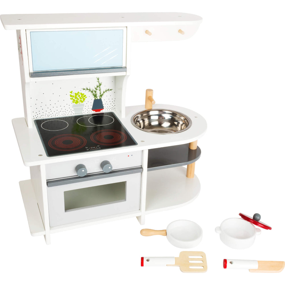 Mini-Bucătărie compactă din lemn, Small Foot, cu accesorii, 3 ani+