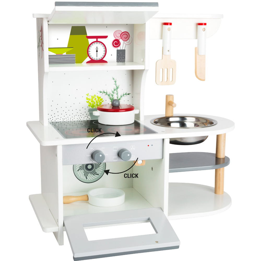 Mini-Bucătărie compactă din lemn, Small Foot, cu accesorii, 3 ani+