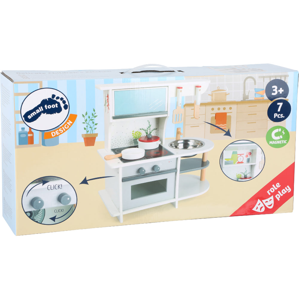 Mini-Bucătărie compactă din lemn, Small Foot, cu accesorii, 3 ani+