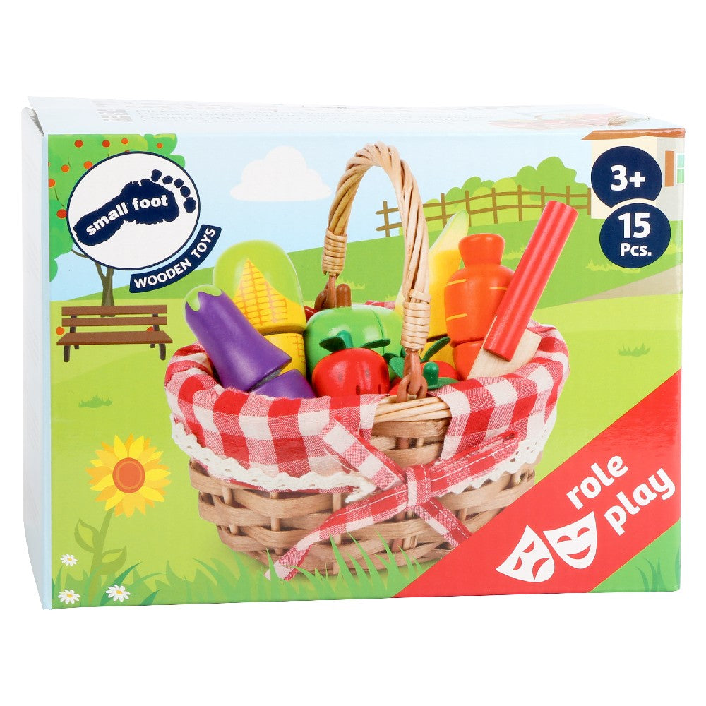 Coș de cumpărături cu fructe tăiate, Small Foot, 15 piese, 3 ani+