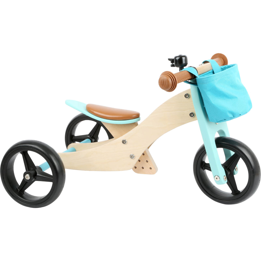 bicicleta lemn fara pedale Bicicletă și tricicletă echilibru fără pedale 2în1, Small Foot, Turcua – elpi.ro