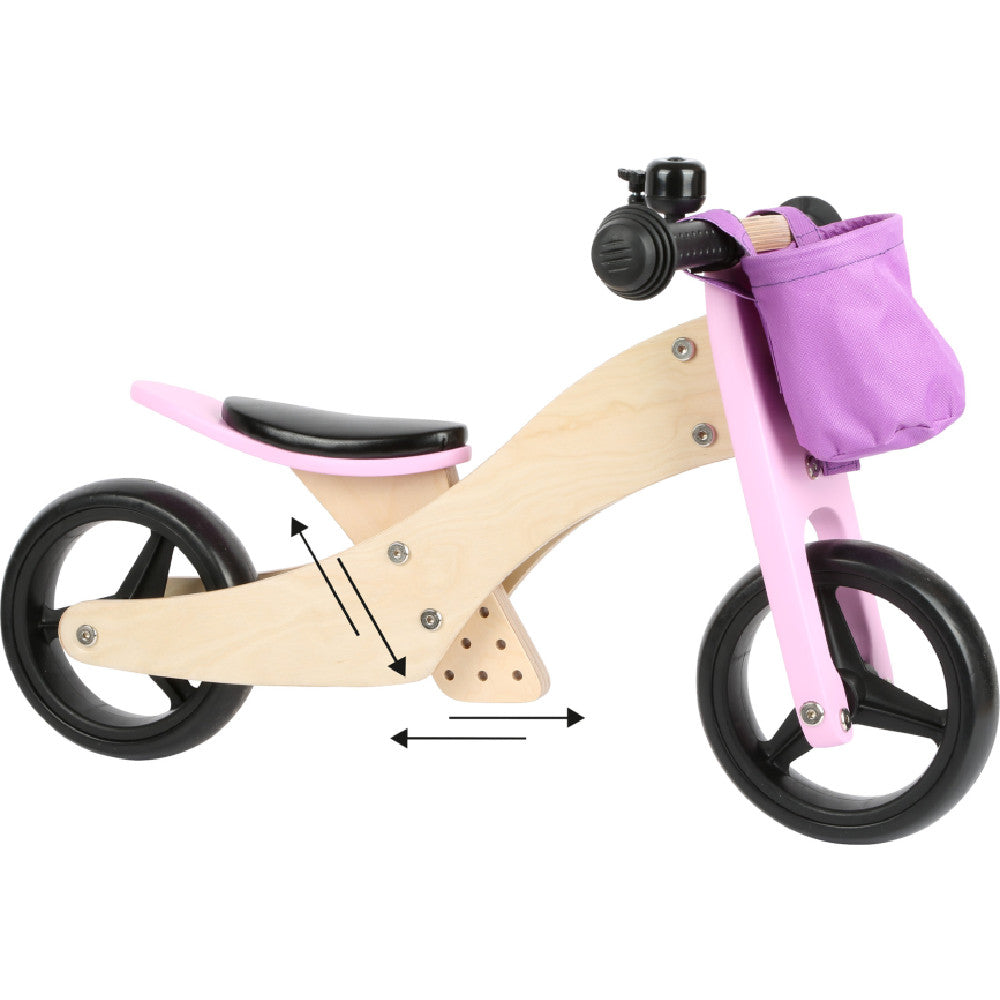 Bicicletă și tricicletă echilibru fără pedale 2în1, Small Foot, Roz, 12 luni+