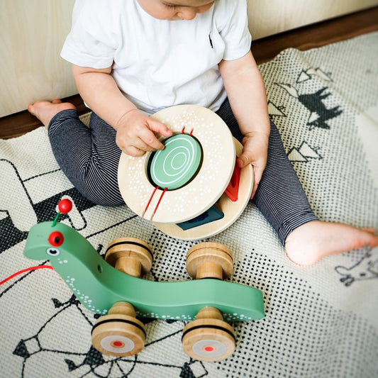 Jucărie de tras cu forme geometrice, Small Foot, Micul Melc, 12 luni+