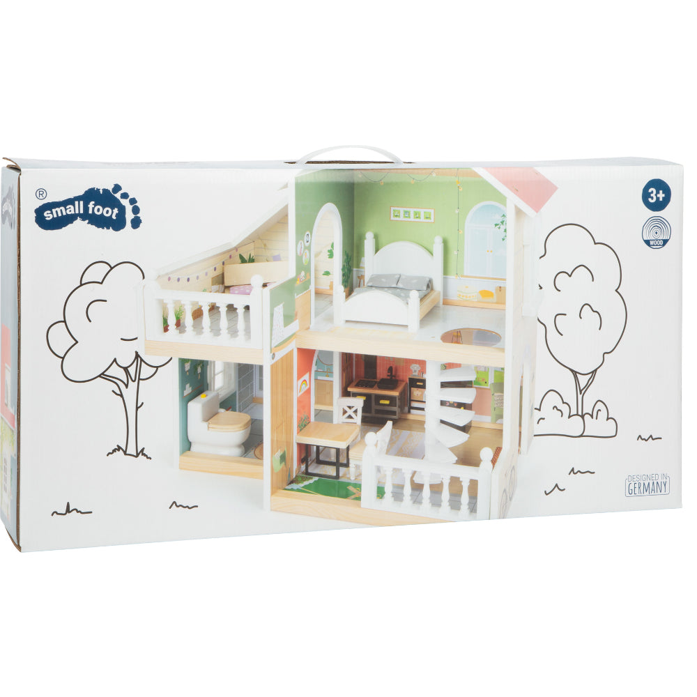Căsuță de păpuși din lemn cu accesorii, Small Foot, Compact Urban Villa, 3 ani+