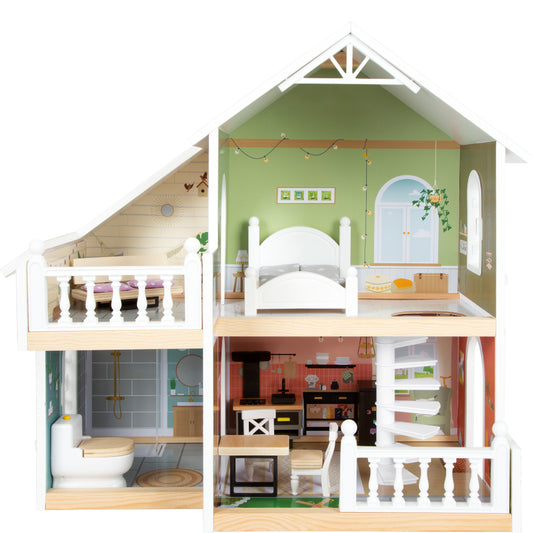 Căsuță de păpuși din lemn cu accesorii, Small Foot, Compact Urban Villa, 3 ani+