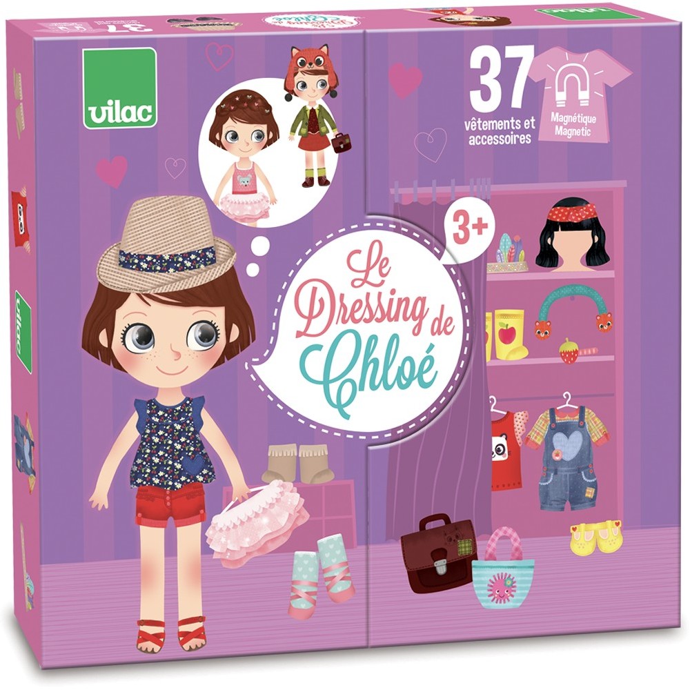 Joc cu magneți - Dressing-ul lui Chloe, Vilac, 38 piese, 3 ani+