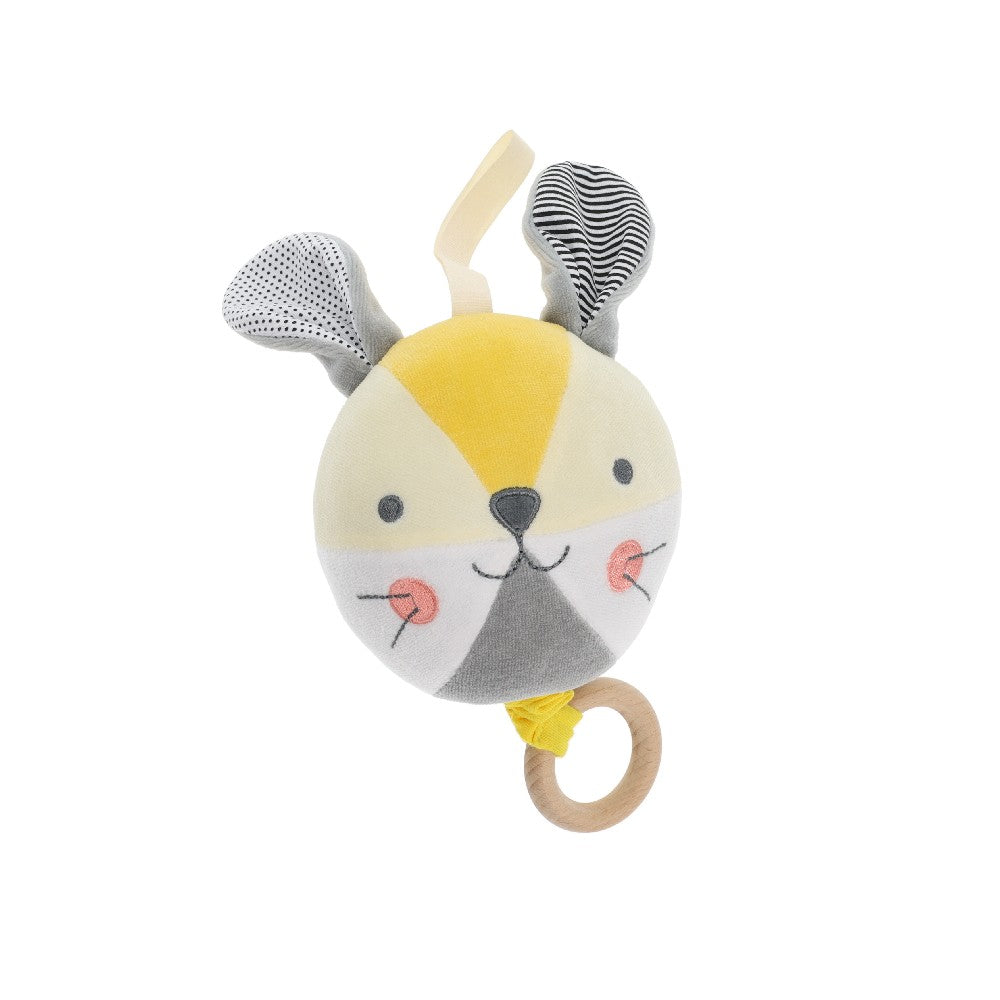 Jucărie muzicală, Petit Collage, Iepurașul vesel, bumbac organic