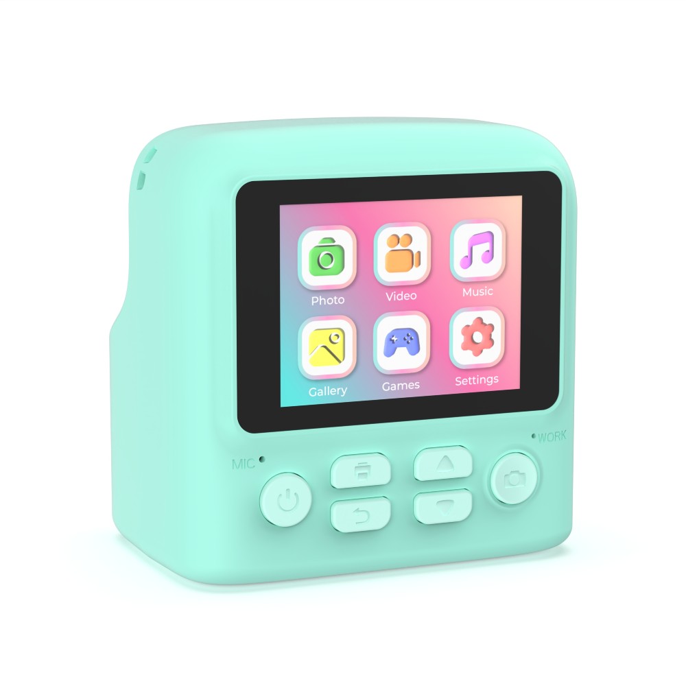 Aparat foto-video instant digital pentru copii, Pixiprint, MOB Paris, Turcuaz