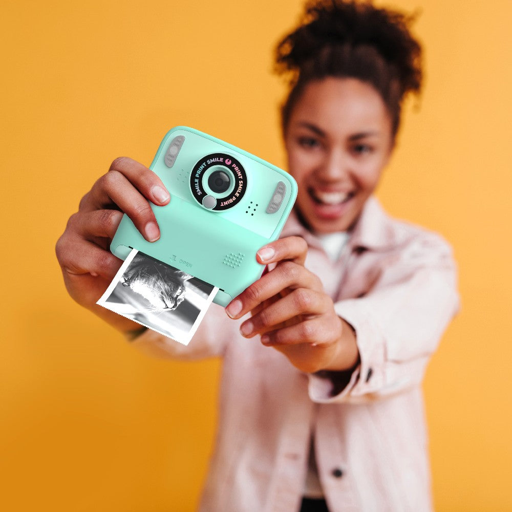 Aparat foto-video instant digital pentru copii, Pixiprint, MOB Paris, Turcuaz