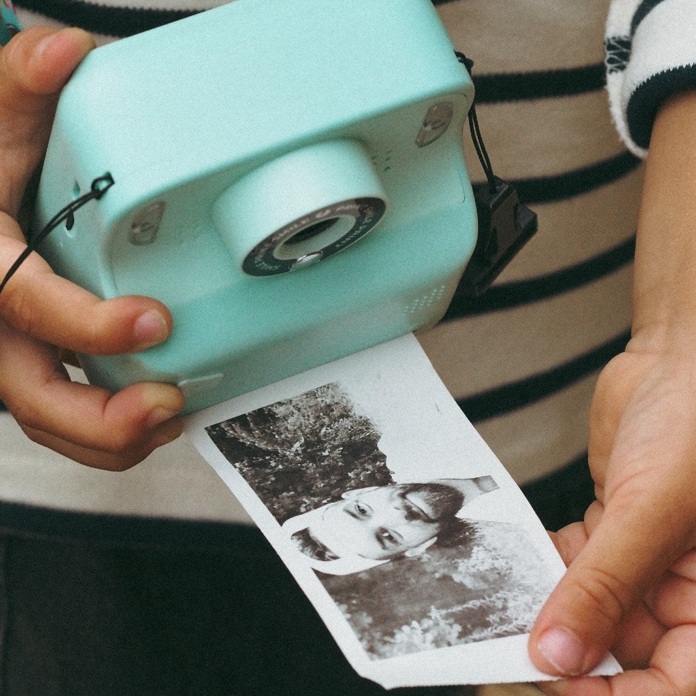 Aparat foto-video instant digital pentru copii, Pixiprint, MOB Paris, Turcuaz