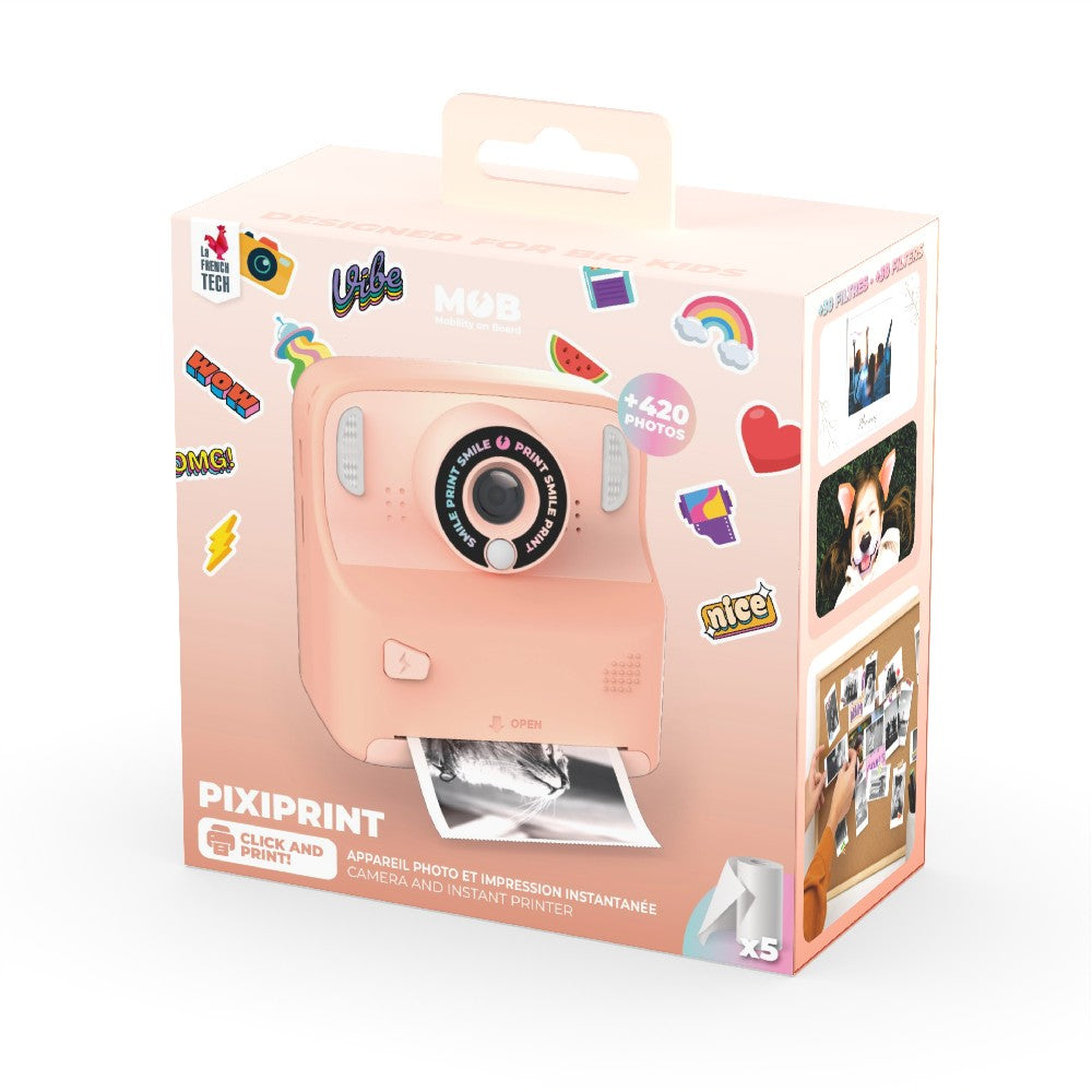 Aparat foto-video instant digital pentru copii, Pixiprint, MOB Paris, Roz