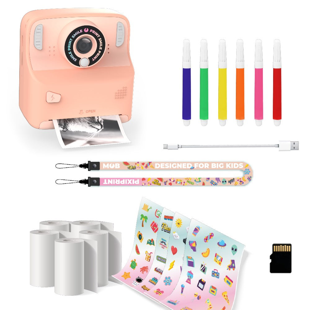 Aparat foto-video instant digital pentru copii, Pixiprint, MOB Paris, Roz