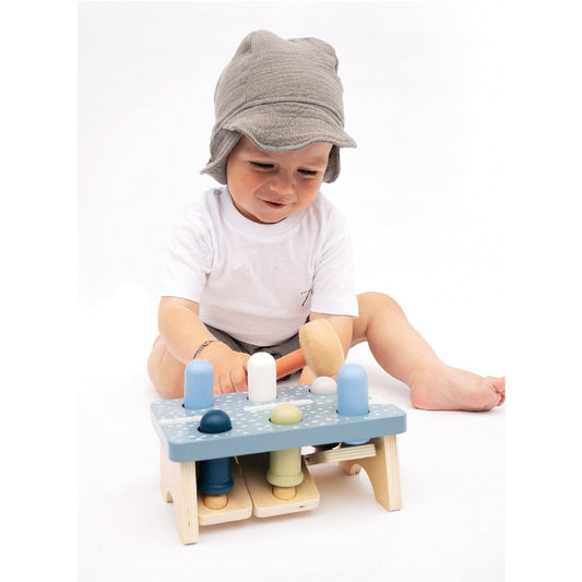 Banc din lemn cu ciocan și cilindrii, Arctic, Small Foot, 12 luni+