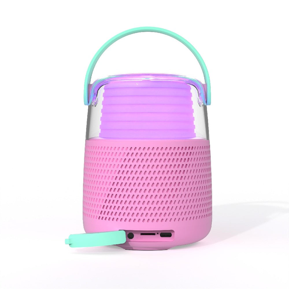 Boxă Bluetooth cu efecte de lumini și microfon, Set Karaoke, MOB Paris, Roz