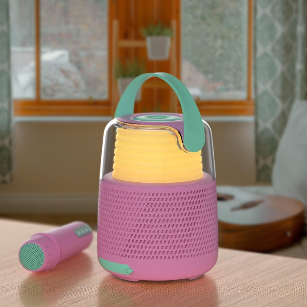 Boxă Bluetooth cu efecte de lumini și microfon, Set Karaoke, MOB Paris, Roz