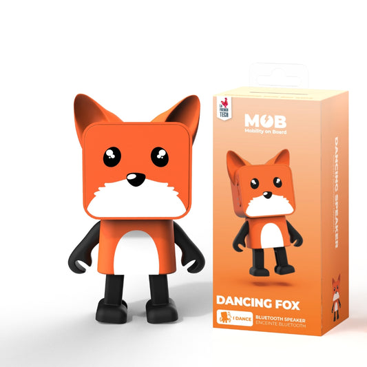 Boxă Bluetooth portabilă copii, Dancing animal-Micuța Vulpe, MOB, 9.3cm x 6.6cm x 4.2cm, 3 ani+
