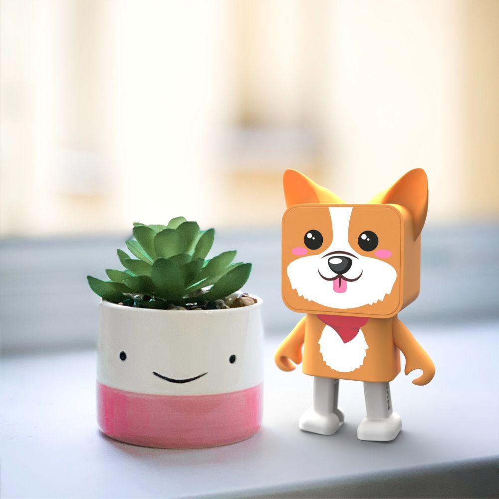 Boxă Bluetooth portabilă copii, Dancing animal-CORGI, MOB, 9.3cm x 6.6cm x 4.2cm, 3 ani+