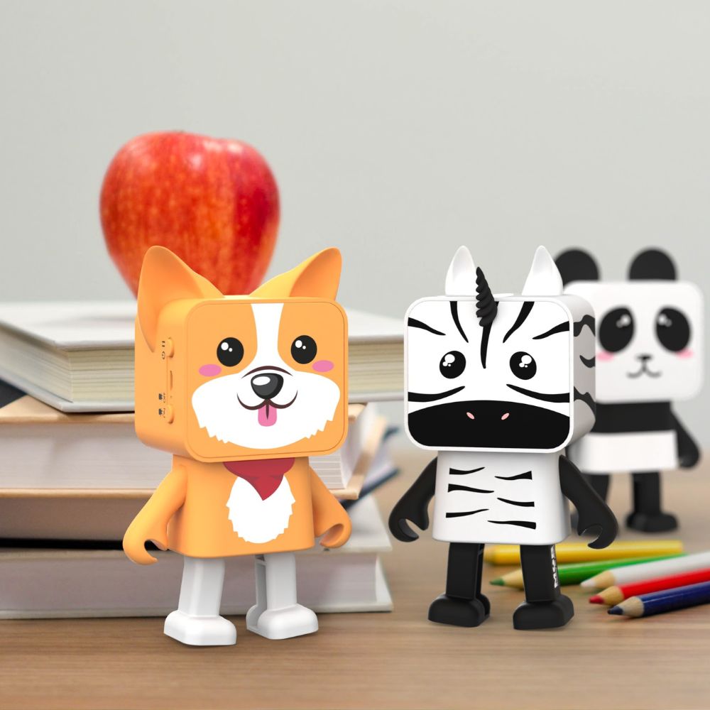 Boxă Bluetooth portabilă copii, Dancing animal-CORGI, MOB, 9.3cm x 6.6cm x 4.2cm, 3 ani+