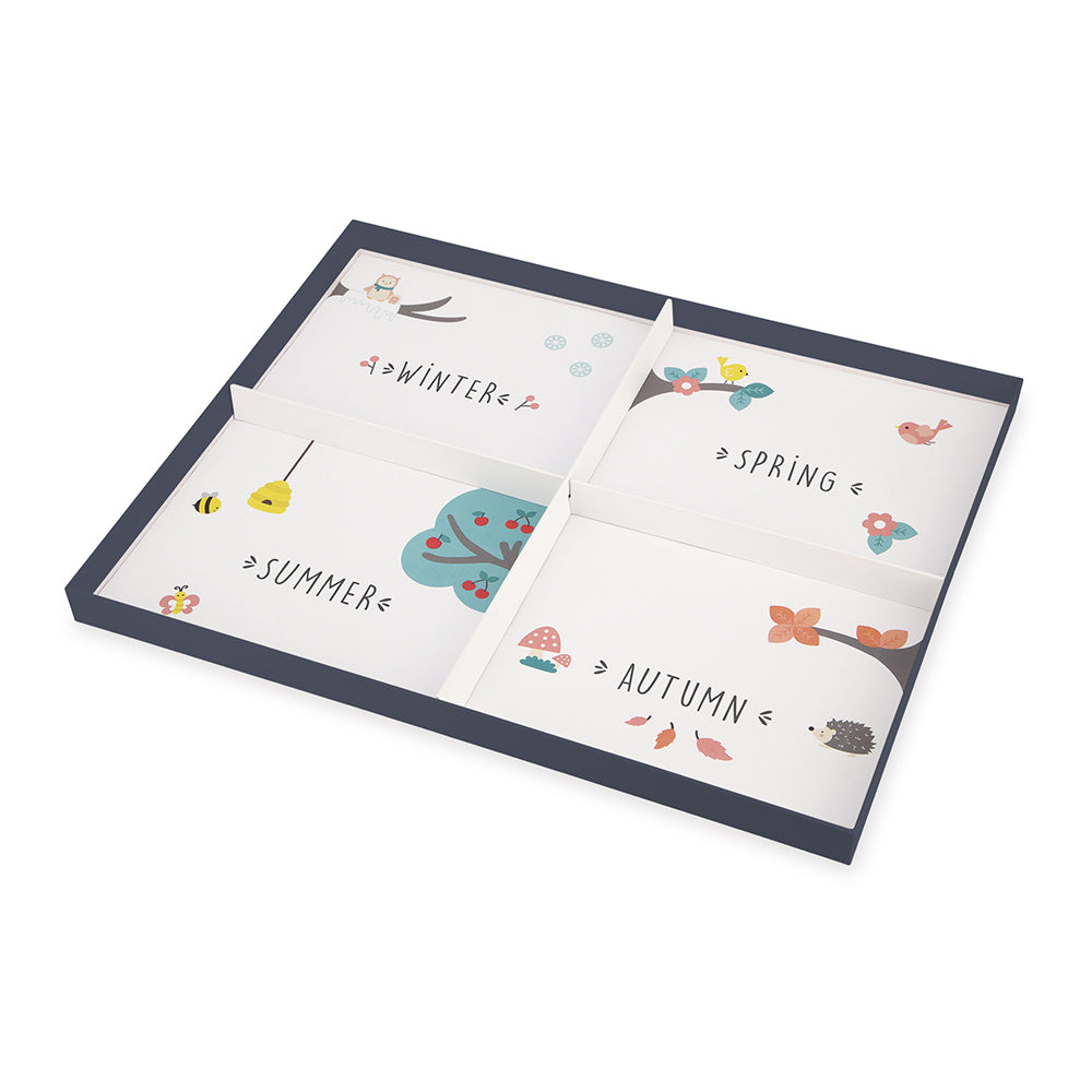 Joc educativ, Calendarul anotimpurilor în engleză, din lemn, Janod, 3 ani+