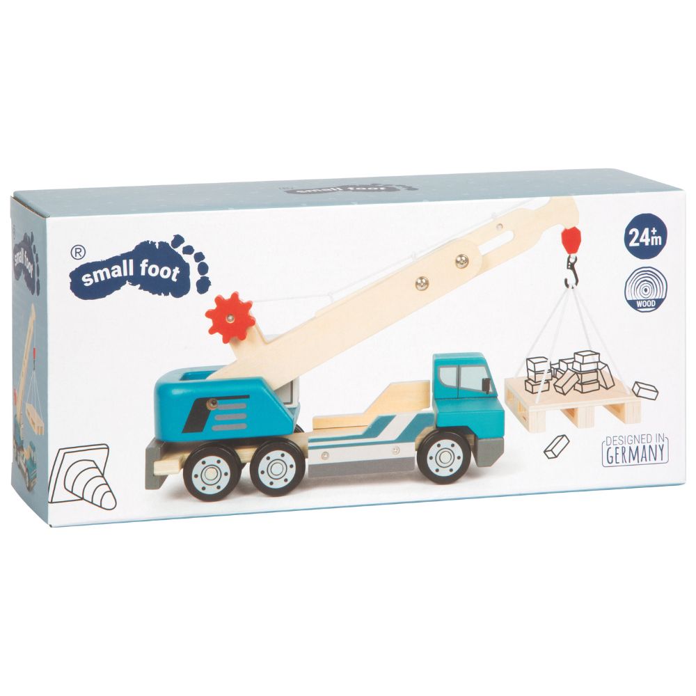 Camion cu macara și palet din lemn, Small Foot, 2 ani+