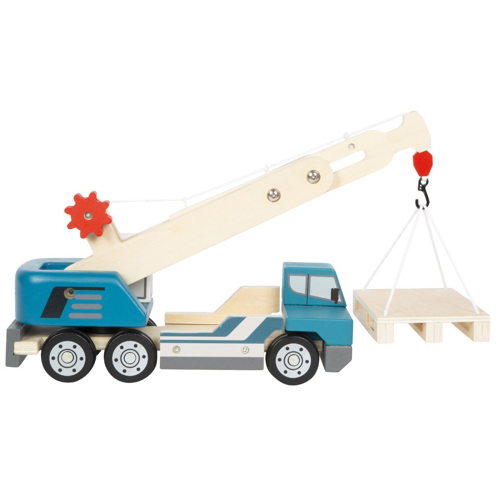 Camion cu macara și palet din lemn, Small Foot, 2 ani+