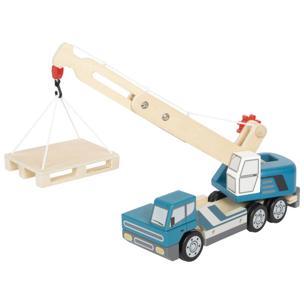 Camion cu macara și palet din lemn, Small Foot, 2 ani+