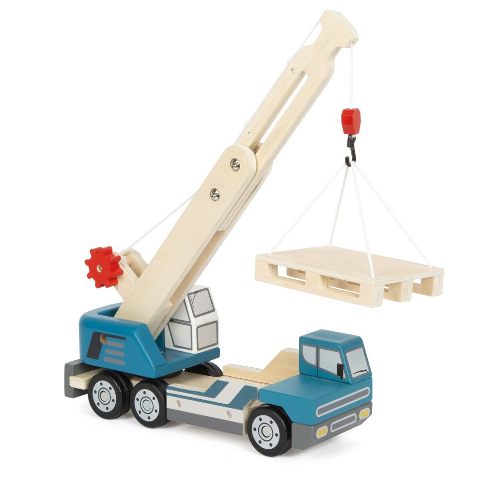 Camion cu macara și palet din lemn, Small Foot, 2 ani+