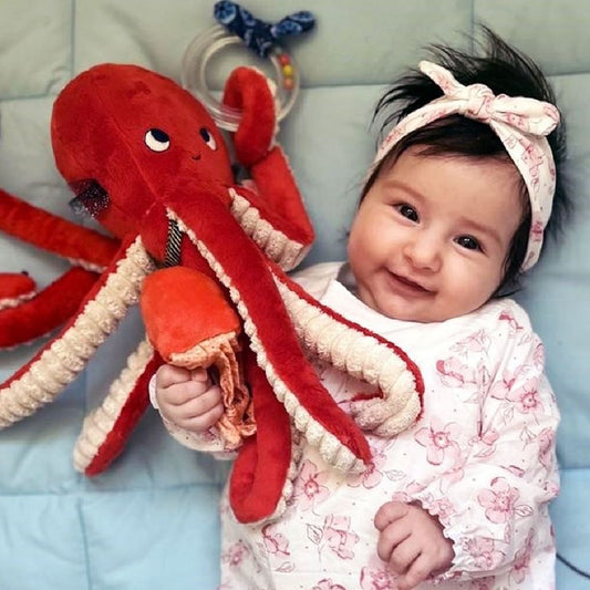 Caracatiță moale de pluș cu jucării și activități senzoriale pentru bebeluși, Aventurile Pauliei, Moulin Roty, 0 luni+