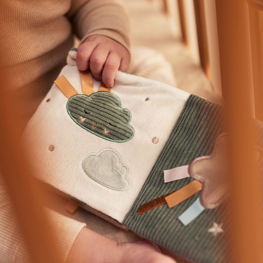 Carte interactiva de pluș cu activități pentru bebeluși, Lovely Birds, Jollein, 0 luni+