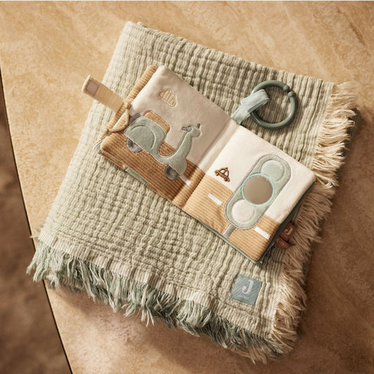 Carte interactiva de pluș cu activități pentru bebeluși, On The Go, Jollein, 0 luni+