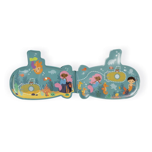 Cărticică de baie, Jucărie pentru bebeluși, Submarin, Janod, 8 ilustrații, 12 luni+