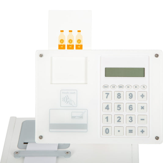 Casă de marcat din lemn cu scaner și accesorii, Small Foot, 26 piese, 3 ani+