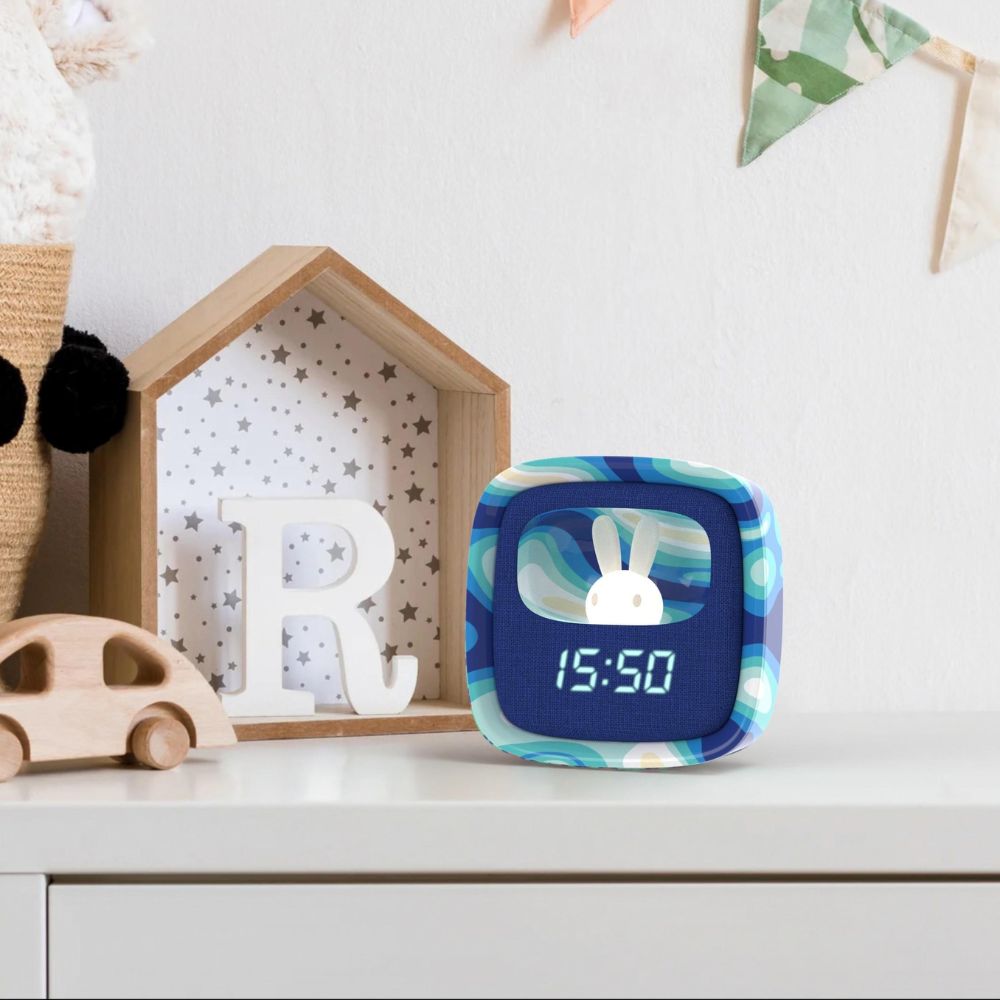 Ceas digital cu lampă de veghe, Billy Blue Waves, MOB Paris, 3 ani+