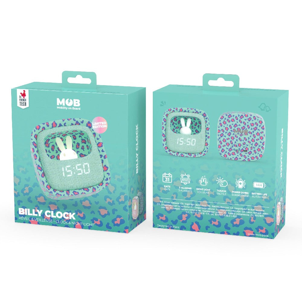 Ceas digital cu lampă de veghe, Billy Leopard, MOB Paris, 3 ani+