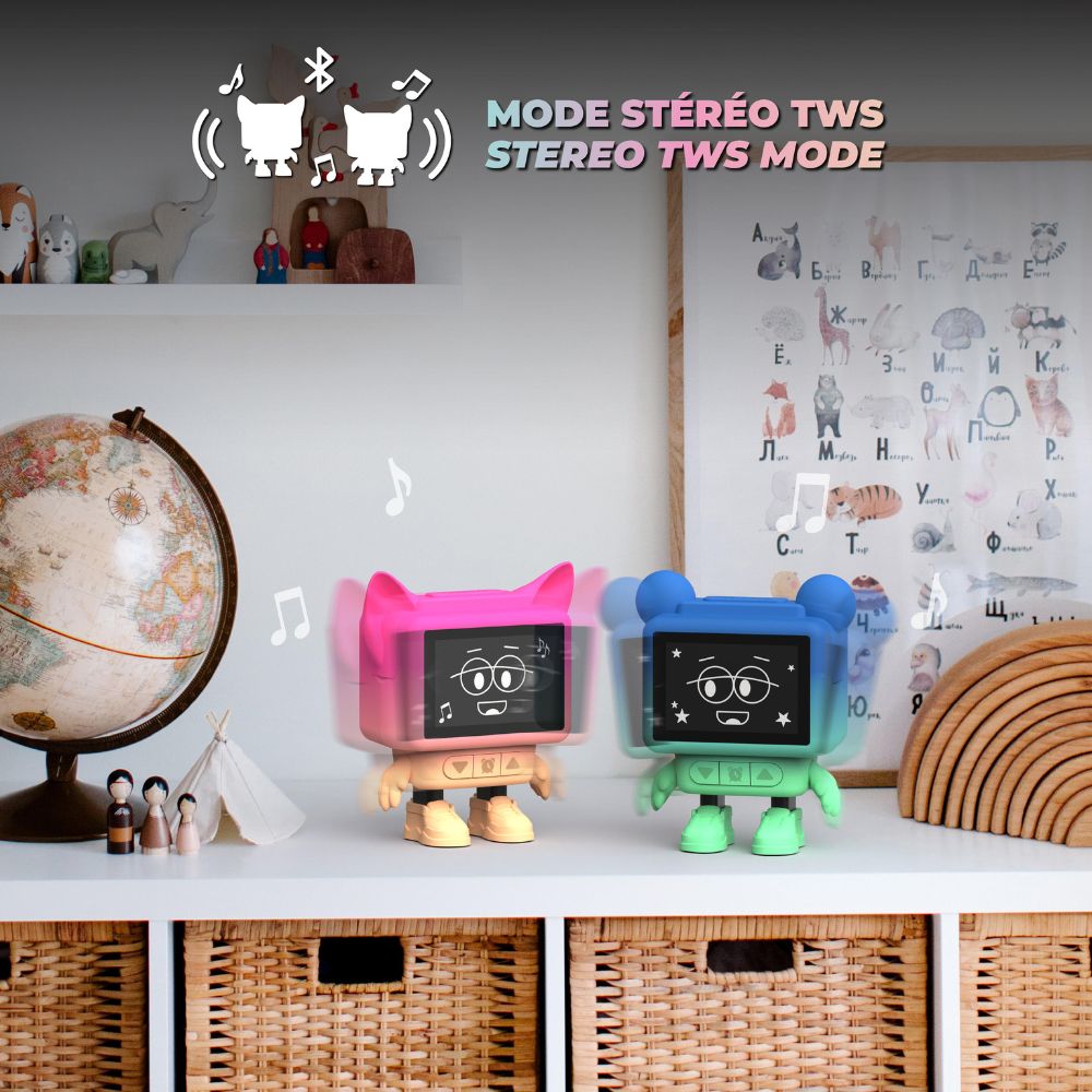 Ceas cu alarmă interactiv și boxă portabilă, Dancing Clock, Albastru, MOB Paris