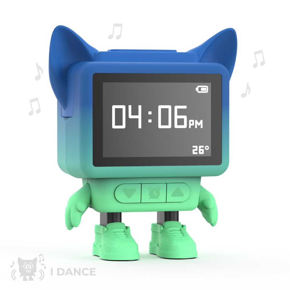 Ceas cu alarmă interactiv și boxă portabilă, Dancing Clock, Albastru, MOB Paris