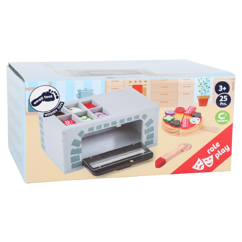 Cuptor pentru pizza cu accesorii din lemn, Small Foot, 25 piese, 3 ani+