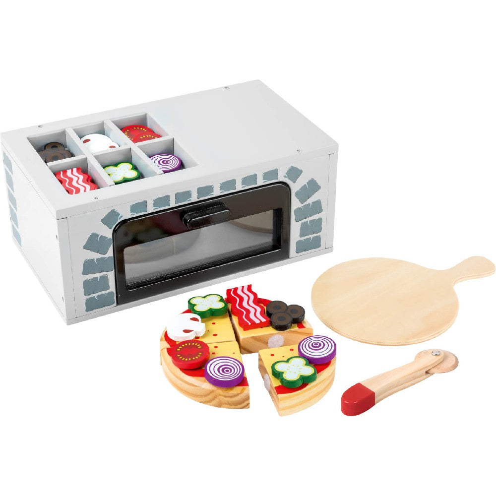 Cuptor pentru pizza cu accesorii din lemn, Small Foot, 25 piese, 3 ani+