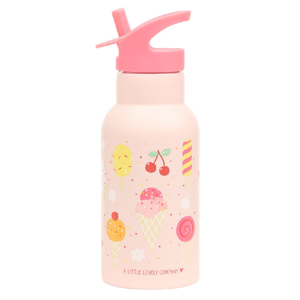 Sticlă de apă copii din oțel inoxidabil, Ice Cream, A Little Lovely Company, 350 ml, 6 luni+
