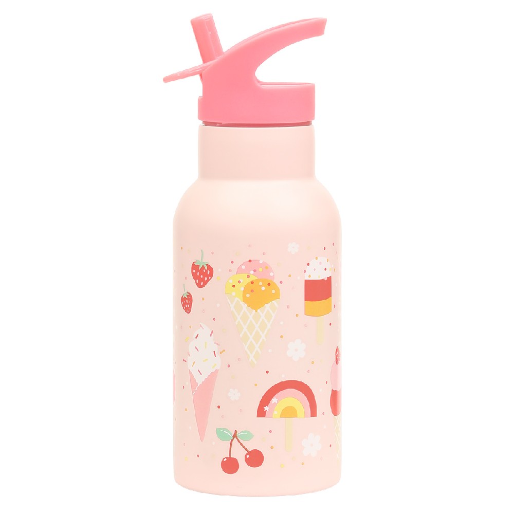 Sticlă de apă copii din oțel inoxidabil, Ice Cream, A Little Lovely Company, 350 ml, 6 luni+