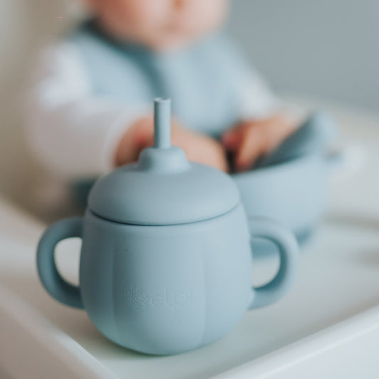 Cană din silicon cu pai, Elpi, Sky, 200ml, 6 luni+