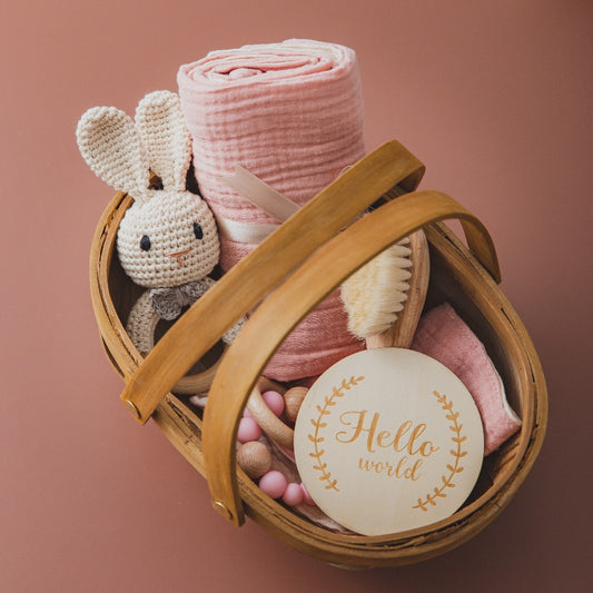 Set 6 accesorii nou-născut, Hello World, Roz, 0 luni+