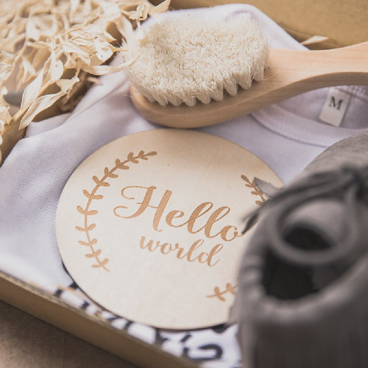 Set 5 accesorii nou-născut, Hello World, Gri, 0 luni+