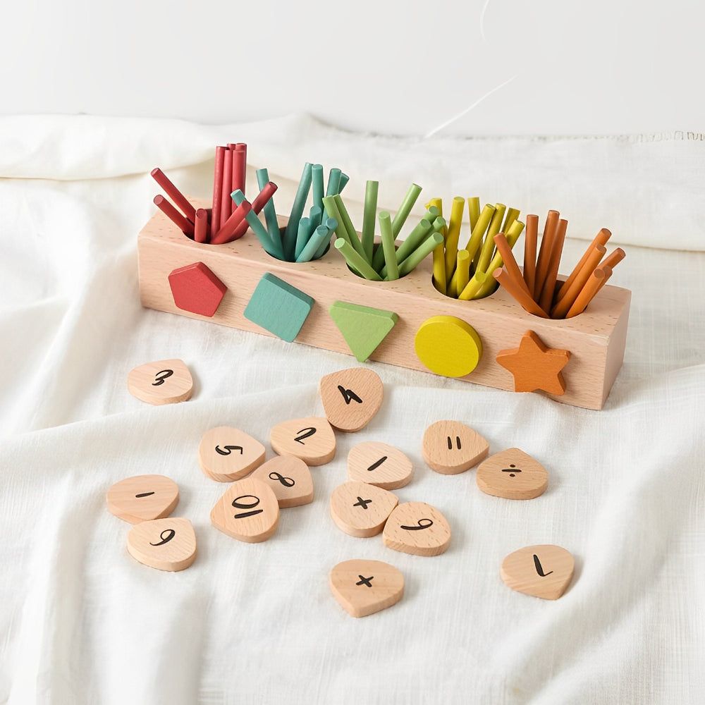 Numărătoare complexă din lemn, MathPlay, 71 piese, 3 ani+