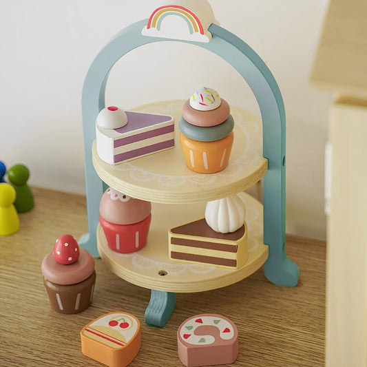 Set de joacă Standul din lemn cu prăjituri, Kabi, 8 piese, 3 ani+