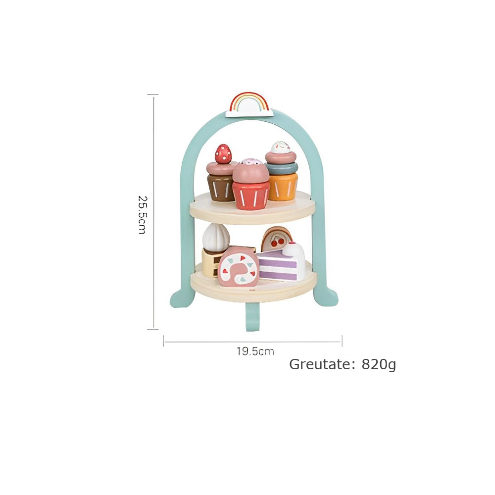 Set de joacă Standul din lemn cu prăjituri, Kabi, 8 piese, 3 ani+