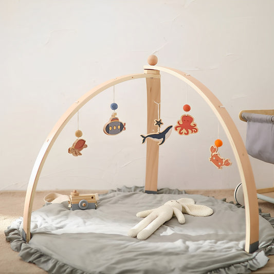 Centru de activități pliabil din lemn pentru bebeluși, Nautica, 0 luni+