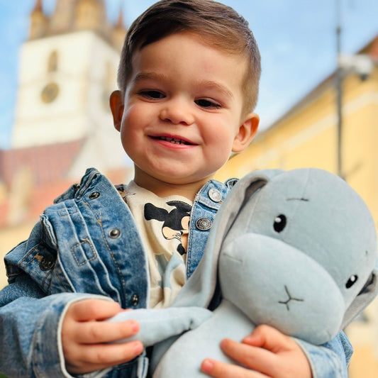 Iepuraș de pluș, Effiki, Albastru, 20 cm