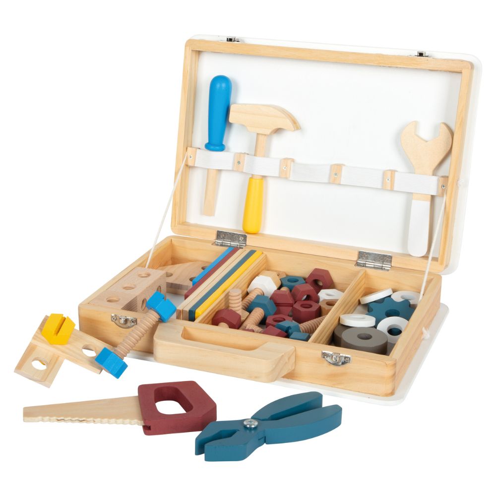 Geantă cu unelte pentru copii, Micii constructori, Small Foot, 49 piese, 3 ani+